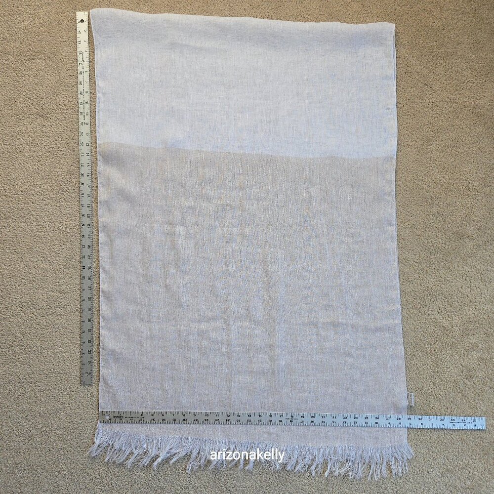 NWOT Italian Linen Scarf White & Flax Tan